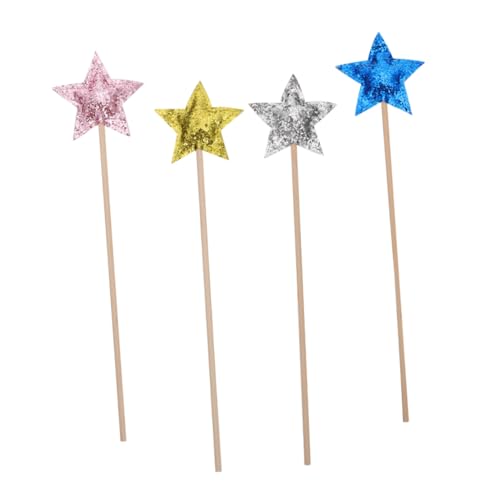 PHENOFICE 4 Stück Zauberstab Fairy Wand Spielzeug für Kinder kinderspielsachen Geburtstagsparty deko Feenstab sternförmiger Feenstock Cosplay-Gefälligkeiten-Stick Zauberstäbe Stoff von PHENOFICE