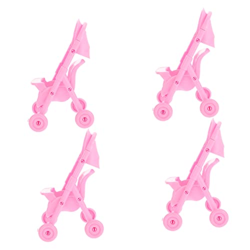 PHENOFICE 4 Stück bb Autozubehör einkaufswagen Spielzeug für Kinder Antiker Puppenwagen Mini-Kinderwagen puppenbuggy Puppen Wagen Bildungsspielzeug Desktop-Modell-Ornament Abs Rosa von PHENOFICE