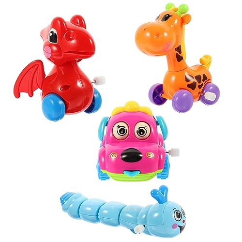 PHENOFICE 4er Set Aufziehspielzeuge Lustige Wind up Cartoon Tiere Für Inklusive Aufzieh Dino Hund Giraffe Und Raupe Farblich Gemischt Langlebig Und Unterhaltsam Für Kleine Entdecker von PHENOFICE