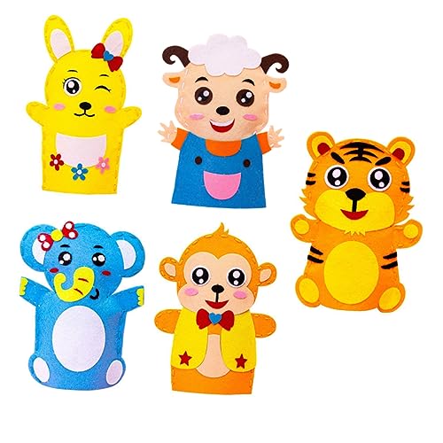 PHENOFICE 5 Sätze Handpuppe selber Machen Hasenspielzeug kleine Tierpuppe Affenpuppe Hasenpuppe Activity für Kinder aktivity für Kinder handpuppen selber Machen Bastelset selber Machen Tuch von PHENOFICE