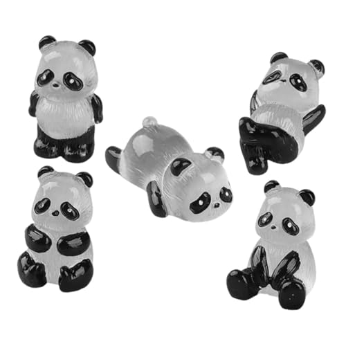 PHENOFICE 5 Stück Miniatur-Panda, Schöne Mini-Panda-Figuren, Die Im Dunkeln Leuchten, Niedliche Cupcake-Topper, Tierornamente von PHENOFICE