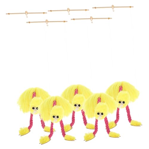 PHENOFICE 5 Stück Schnur Tierspielzeug Flamingo-Marionetten-Spielzeug Kinder spielset Hühnerspielzeug Tierpuppen Kinderspielzeug interaktives Spielzeug Plüschtier Spielzeuge Bambus Yellow von PHENOFICE