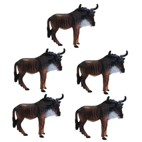 PHENOFICE 5St Afrikanisches GNU-Modell maßstabsgetreue Modelltiere Wildtierfiguren Tierwelt Spielzeug-Nutztiere Wilde Tierfiguren Simulation Gnus Statue Dekor Tiere Figur Kinderspielzeug PVC von PHENOFICE