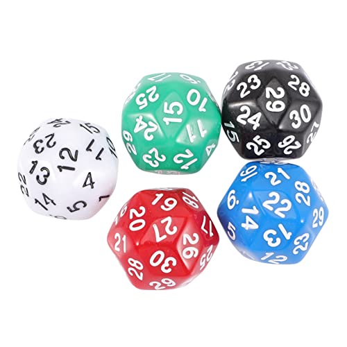 PHENOFICE 5St Zahlenwürfel 30-seitiger Würfel Spiel Würfel Tischspielwürfel mehrseitige Würfel RPG-Würfel Party zubehör Party Accessoires dice Set unregelmäßige Würfel Kinderspielzeug Acryl von PHENOFICE