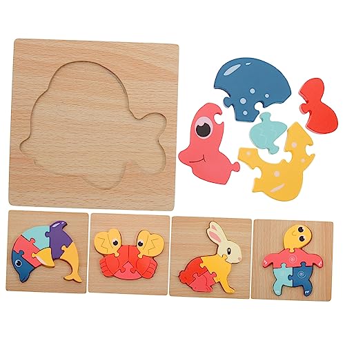 PHENOFICE 5st Hölzernes DIY-Puzzle Montessori-Spielzeug Puzzle-Spielzeug Für Kinder Rätsel in Tierform Lernspielzeug Für Kleinkinder Holzpuzzles Für Kleinkinder Lernspielzeug Aus Holzpuzzle von PHENOFICE