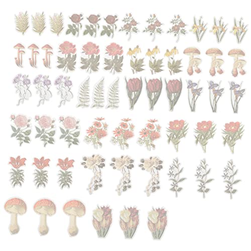 PHENOFICE 60st Pocket-Sticker-Pack Fotoalbum Blumenaufkleber Bastelaufkleber Alte Aufkleber Boho Blumen-gänseblümchen-runder Aufkleber Buchstabenaufkleber Briefmarkenaufkleber Etikett Papier von PHENOFICE