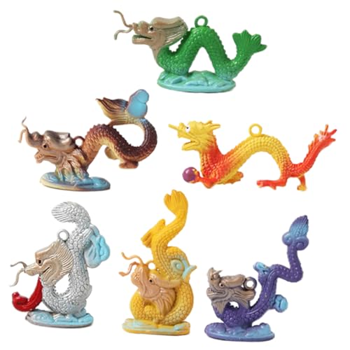 PHENOFICE 6St Drachenförmige Dekorationen Drachen Ornament PVC Drachen Dekoration Mini Drachen Figurine Drachen Figurine für Kinder Spielzeug Desktop-Drachenstatuen Drachenfiguren PVC-Drache von PHENOFICE