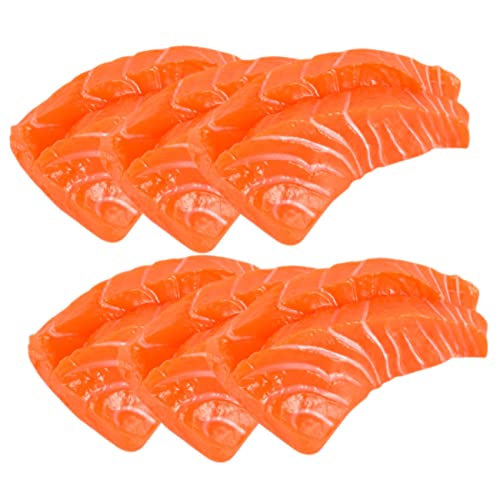 PHENOFICE 6St simuliertes Sashimi-Modell Lachsscheibenspielzeug für Kinder Lachs Modelle Lachsfuttermodell lachfas catchring Lachsspielzeug für Kinder Szenenfotografie Requisiten PVC Orange von PHENOFICE