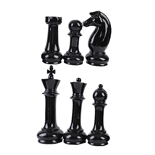 PHENOFICE 6st Schach Ornamente Schach Hängende Ornamente Schach Schmuck Schwarzes Schachdekor Für Den Haushalt Büro-Schach-Ornament Schachfiguren Schwarzes Schach Keramik Black von PHENOFICE