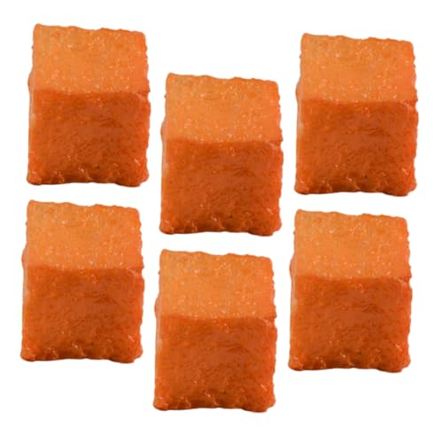 PHENOFICE 6st Simulierter Tofu Essen Gefälschte Hühnereier Falsch Brot Modell Künstlich Obst Burger Kuchen Vorgeben Kühlschrankmagnete Für Lebensmittel Deko PVC Orange von PHENOFICE