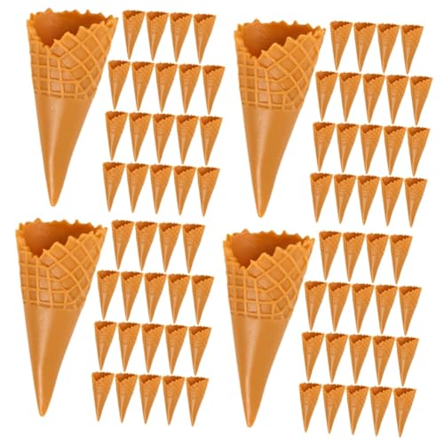 PHENOFICE 72 STK Simulationskegel Spielzeug-EIS Zapfen Eisspielzeug für Kinder Mini-Food-Spielzeug Cremes fogelschreker mockin Eistüte Handyhüllenanhänger selber Machen Reize PVC Light Brown von PHENOFICE