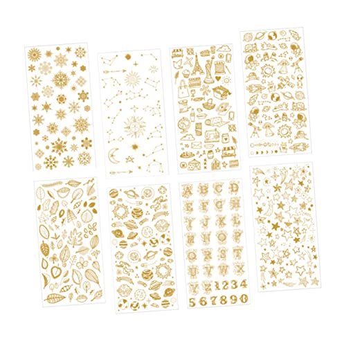 PHENOFICE 8 Blätter Selbstklebende Aufkleber Geschenkaufkleber Kreis Aufkleber Briefpapier Aufkleber Dekorative Aufkleber DIY-Aufkleber Aufkleber Für Scrapbooking Bastelaufkleber Golden von PHENOFICE