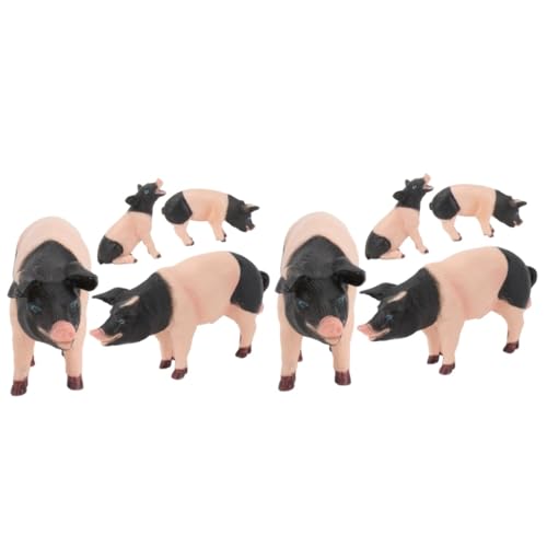 PHENOFICE 8 STK -Modell Miniatur-Schweinefiguren Figur der Schweinefamilie Märchengarten Tierfiguren mockin ziernieten Spielzeug Desktop-Dekoration Fotografie-Requisiten PVC von PHENOFICE