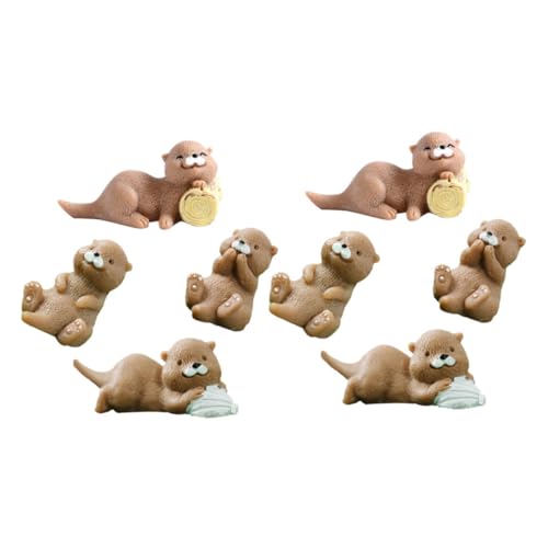 PHENOFICE Figurine Set Von 8 Spielzeug Tierfiguren Home Office Landschaft Statue Miniatur Otter Ornament von PHENOFICE