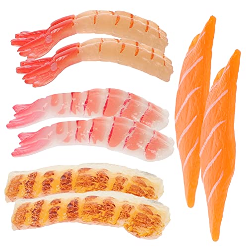 PHENOFICE 8st Simuliertes Sashimi Faux-Fleisch-Modell Künstliches Sushi Miniatur-Essen Simulierte Lachsscheiben Japanisches Essen Künstliche Lachsrequisiten Lachs-Modell Sushi-Probe PVC von PHENOFICE