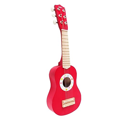 PHENOFICE Akustikgitarre Kinder holzspielzeug Spielzeug Gitarre für Kinder Frühpädagogisches Spielzeug Mini-Spielzeug Mini-Ukulele Musikinstrument Spielzeug simulierte Gitarre Hölzern rot von PHENOFICE