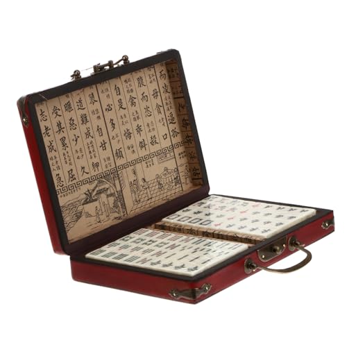 PHENOFICE Archaise Mahjong Set Tragbares Chinesisches Mahjong Spiel Mit Lederetui Und Englischer Anleitung Traditionelles Mahjong Für Unterwegs Ideal Für Spieleabende Und Reisen von PHENOFICE