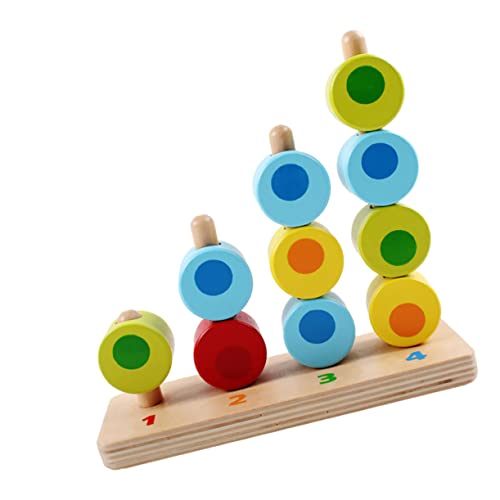 PHENOFICE Blöcke Spielzeug Kinderzubehör Holzkonstruktion Bausteine ​​zur Farbabstimmung Geometrische Säulentafel Farbbausteine ​​Formen Frühpädagogisches Matching-Puzzle Colorful Hölzern von PHENOFICE