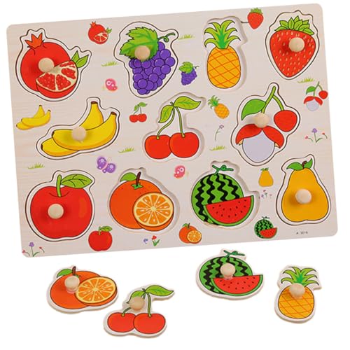 PHENOFICE Brett greifen Obst-Puzzle Fruchtform-Puzzle Kleinkindspielzeug für den Haushalt Shape-Sorter-Puzzle spaß Kinder Puzzle Safe Toy Spielversorgung Kleinkindversorgung hölzern Colorful von PHENOFICE