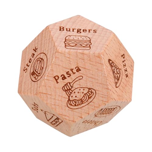 PHENOFICE Das Essen bestimmt das Sieb Food Decision dice Spielwürfel Requisiten Essenswürfel aus Holz Entscheidungswürfel für das Abendessen Unterhaltungswürfel hölzern Light Brown von PHENOFICE