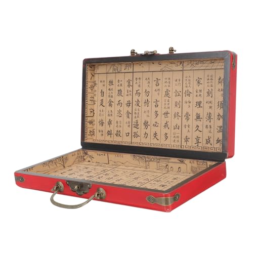 PHENOFICE Kasten Mahjong-Halter aus Holz Mahjong Handliche Mahjong Box mit Deckel Mahjong-Fliesen schmuckkästchen Mahjong-Container Retro-Mahjong-Fall von PHENOFICE