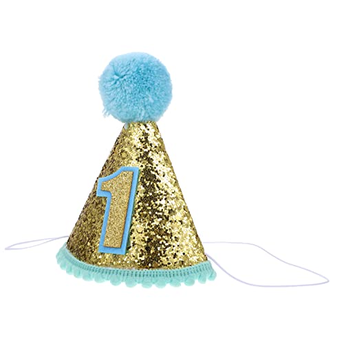 PHENOFICE Kindergeburtstagsmütze Jungenhut Babymütze Partyhüte Foto Requisiten Zum Geburtstag Des Babys Mädchen Mützen Mützen Glitzer-geburtstagshut Kinderhüte Mini-hut Stoff Blue von PHENOFICE