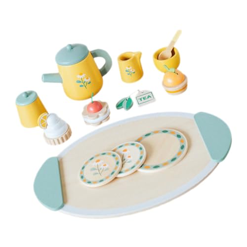 PHENOFICE Teeservice Kinderküche Zubehör Holzspielzeug Teeservice Set Für Miniatur Tassen Und Zubehör Für Rollenspiele Ideal Für Kreative Nachmittage Und Pädagogisches Perfekt Für Jungen Und Ädchen von PHENOFICE