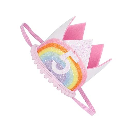 PHENOFICE Kronen spitze Haarband Partyhüte für Kinder alles zum geburtstag stirnband party mitgebsel kinder kinderparty mitgebsel Kleinkindkrone Mützen für Geburtstagsfeiern Stoff Rosa von PHENOFICE