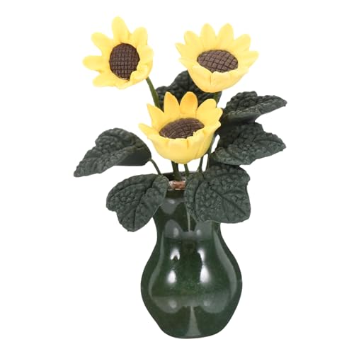 PHENOFICE Künstliche Mini-Sonnenblume, Winzige Miniatur-dekorationsblume Mit Vase, Künstliche von PHENOFICE