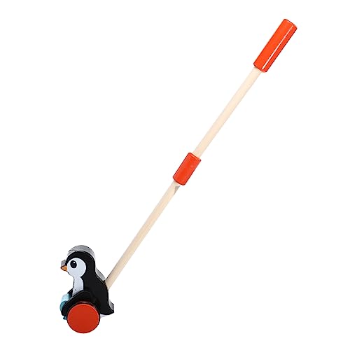 PHENOFICE Lauflernhilfe Wanderer Schieben Spielzeugwagen Pinguin-Spielzeug Spielzeug Mitnehmen Spielzeugauto Push-and-Pull-lernwagen Lehnendes Laufspielzeug Cartoon-Walker Hölzern Black von PHENOFICE