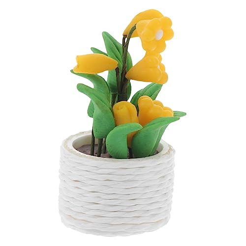 PHENOFICE Miniatur-Bonsai Mini-Pflanztöpfe kleines Bonsai-Modell Pflanzgefäße für Pflanzen Bunte Pflanzentöpfe bastelzeug microanlagen Minispielzeug für Kinder Puppenhauszubehör Ton Yellow von PHENOFICE