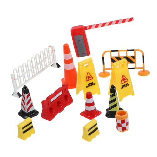 PHENOFICE Miniatur-Straßensperren-Set LH087 13-teiliges Stadtverkehrs-Spielzeug sicheres und leichtes Mini-Straßensperren-Zaunmodell für Jungen und Mädchen von PHENOFICE