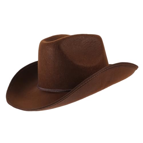 PHENOFICE Party-Cowboy-Hut Western-Cowgirl-Hut Cowgirl-Kostüm Frauen Hut Landhüte Westernhut Outfits für Frauen Küsten-Cowgirl-Hut Cowgirlhut für Damen verstellbare Hüte Strohhut Stoff Brown von PHENOFICE