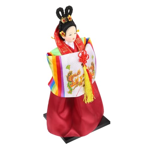 PHENOFICE Puppe im koreanischen Stil Hanbok-Puppenfigur schöne koreanische Puppe Koreanisches Sammlerstück Kimono-Puppenfigur koreanische Hanbok-Figuren Koreanisches Kunsthandwerk Seidentuch von PHENOFICE