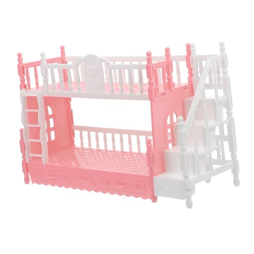 PHENOFICE Puppenbettmöbel Puppenhaus Mini-hausbett Mini-verzierung Bettpuppen-minimodelle Mini Etagenbett Mini-etagenbettmodell Etagenbett Für Puppenschlafzimmer Puppenminibett Abs Rosa von PHENOFICE