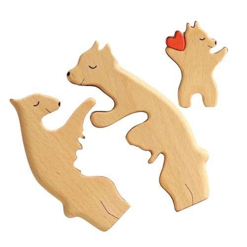 PHENOFICE Puzzle- und Kindbär Holztiere Dekoration Tierpuzzle Holz Holztiere Tischdeko Holz Bär Ornament Holz-Puzzle iq-Puzzle Planke Desktop-Bären-Dekor Bärendekor Kiefernholz Beige von PHENOFICE