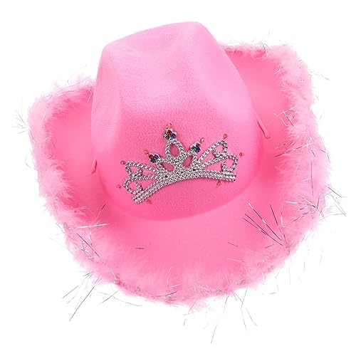 PHENOFICE Rodeo Hut Im Westernstil Gebogener Westernhut Bauernhut Disco-kugel-hut Led-cowgirl-hut Kappen Cosplay-cowgirl-hut Lustiger Partyhut Strand-reisehut Sommersonnenhut Gefühlt Rosa von PHENOFICE