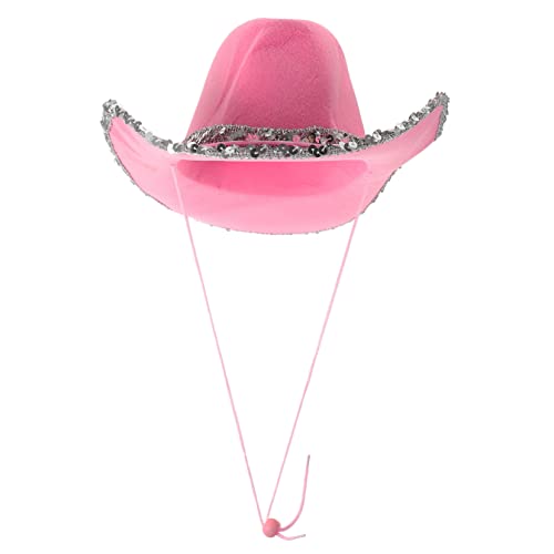 PHENOFICE Rosa Cowboyhut damenmützen frauenmützen Western costume Women's hat Props hat Hüte für Kinder ausgefallene Hüte Hutschachtel Cowgirl-Kostüm-Requisiten Requisiten verkleiden gefühlt von PHENOFICE