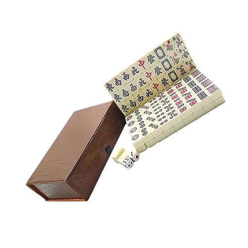 PHENOFICE Satz Reise-Mahjong Mini-Mahjong-Set Mahjong-Couch Mahjong Spielzeug Mahjong-Reiseset Mahjong Set mit Box tragbares Mahjong Freude Mahjong Unterhaltung Mahjong Beige von PHENOFICE