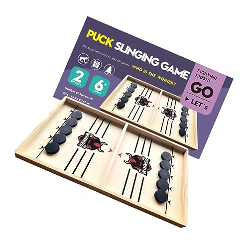 PHENOFICE Schnelles Sling Puck Spiel Aus Holz Tischspiel Für 2 Spieler Geschicklichkeitsspiel Für Wettkämpfe Gleitfähiges Spiel Für Familien Und Freundesabende Spaß Für Kinder von PHENOFICE