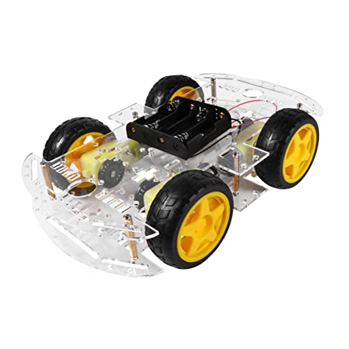 PHENOFICE Smart-Car-Chassis mit Vier Rädern ferngesteuertes Auto-Set RC Auto für Kinder Roboter Spielzeug selber Machen Autos Autos Robots for kinderroboter Chassis-Kit Plastik Black von PHENOFICE