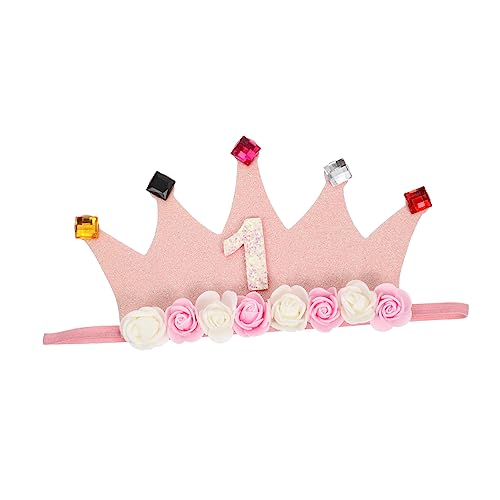 PHENOFICE Stirnband Für Kinder Tiara- Für Kinder -mädchen-hut Geburtstagskrone Erster Geburtstag Stirnband Für Kleinkinder Kleinkind Mütze Geburtstagskind Babymütze Rosa Kunstleder von PHENOFICE