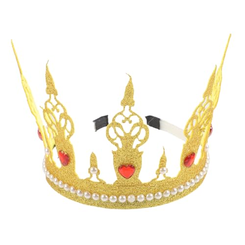 PHENOFICE Stoff Goldene Strass Krone Stirnband Für Mädchen Mädchen Stirnbänder Krone Für Party Geburtstag Tiara Perle von PHENOFICE