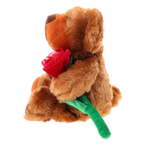 PHENOFICE Weicher Stoffbär Mit Rose Zum Valentinstag, Süßes Plüschtier, Weihnachtsplüsch, Romantischer Tierbär Für Freundin, Und Liebhaber von PHENOFICE