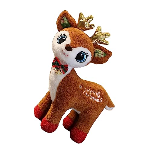 PHENOFICE Weihnachtsplüschtiere Flauschige Kuscheltiere tragen plüschtier Weihnachten Weihnachts plüschtier Plüsch-Hirsch-Dekoration Plüsch-Hirsch-Ornament PP Baumwolle Brown von PHENOFICE