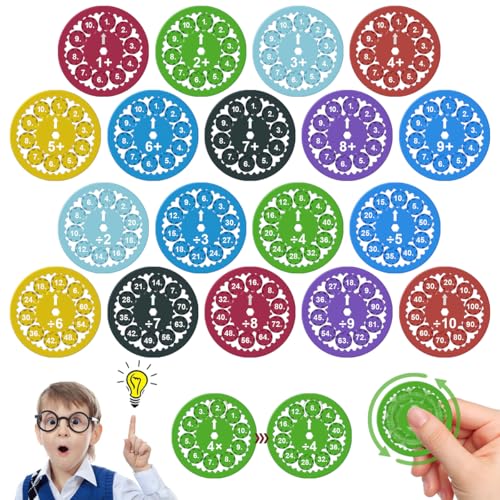 18-teiliger Fidget Spinner, Math Spinner Fidget, Montessori Spielzeug, Stressabbau Fidget Lernspielzeug, Addition, Subtraktion, Multiplikation und Division Mathe Fidget Spinner von PHIEZC