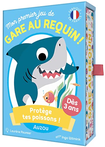 AUZOU Mon Premier Jeu de Gare au Requin! TABLETOP_GAME, Karton, 45 Karten, 4-6 Jahre, 2-4 Spieler, Beobachtungsverein, blau und rot, Hai, Familienfreundlich von AUZOU