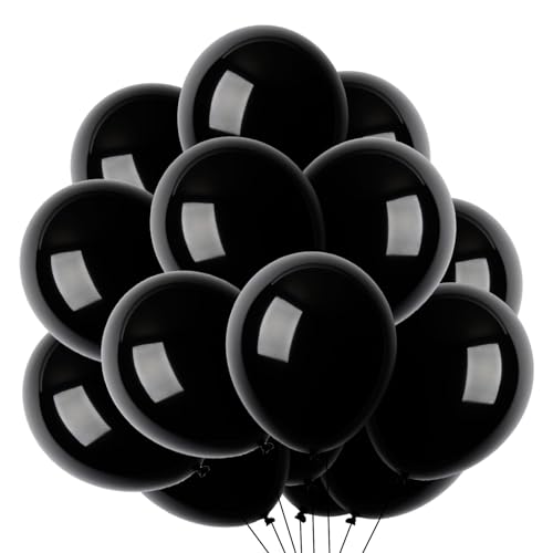 100 Stück Schwarze Luftballons, Helium Luftballons Geburtstag Schwarz 12 Zoll Ballons für Hochzeit Einschulung Weihnachten Eid Mubarak Taufe Kommunion Party Deko von PHISGNIO