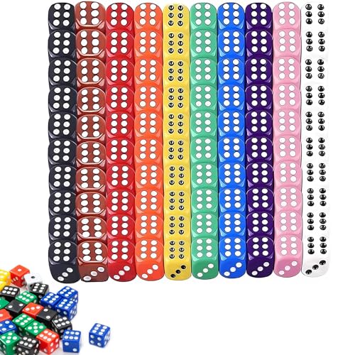 PHISGNIO 100 Stück Würfel Sechsseitiger Würfel Set Spielwürfel Bunt Farben Würfel Set 12mm Würfel für Würfelspiele Tischspiele Dice von PHISGNIO