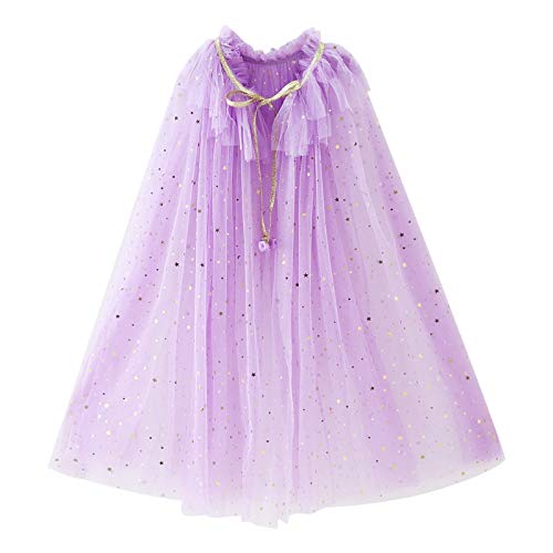 PHOGARY Kinder Umhang Prinzessin Bunt Cape, Tüll Umhang Glitzer Pailletten Cape Prinzessin Halloween Kostüm Umhang Prinzessin Party Kostüm Karneval Party Outfits Cosplay für Mädchen (Lila L) von PHOGARY